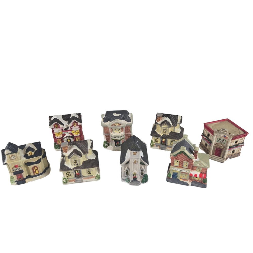 Vintage Christmas Village Miniature Buildings Lot 7 Holiday Decor